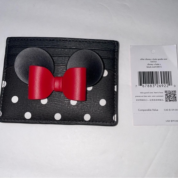 NWT Kate Spade x Disney Minnie Mouse Bow Card Holder - Picture 3 of 9